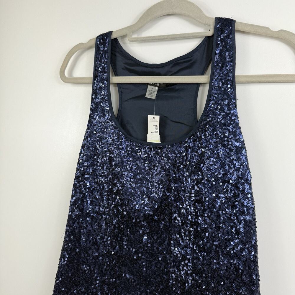 Party Cocktail NWT 2b. Rych Blue Sequin Mini Dress Size 4 Racer Back Scoop Neck - Picture 4 of 12